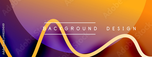 Abstract gradient background with wave line with shadow effect. Geometric composition. 3D shadow effects and fluid gradients