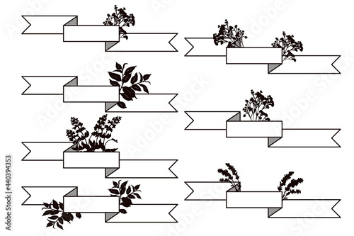 Wallpaper Mural Set of horizontal ribbon banners with silhouettes of bouquets of flowers Torontodigital.ca