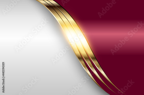 Business elegant background, silver gold metallic with red, 3D vector illustration.