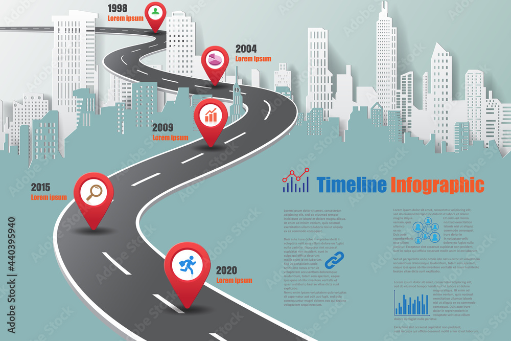 Business roadmap timeline infographic city designed for abstract ...