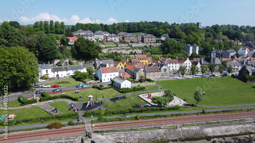  Culross village aerial view, Dunfermline, Scotland 