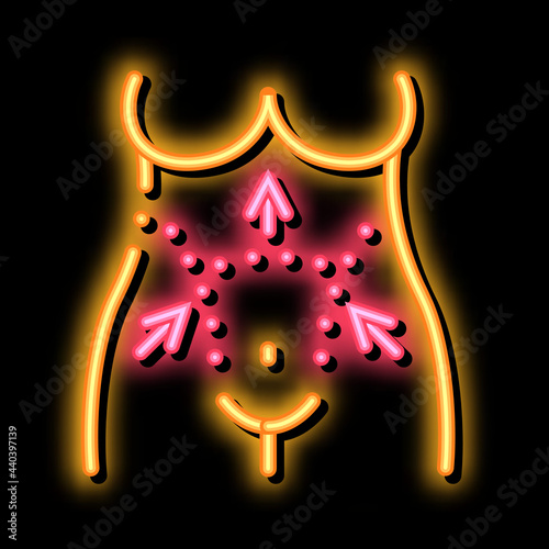 tummy tuck neon light sign vector. Glowing bright icon tummy tuck sign. transparent symbol illustration