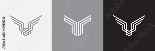 Geometric minimal logotype set. Creative linear shapes design.