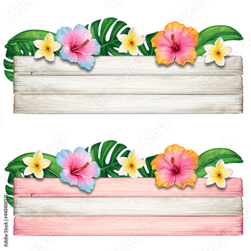 wooden board with flowers