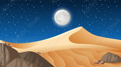 Desert forest landscape at night scene