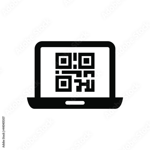 Laptop and QR code icon vector graphic illustration