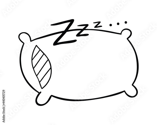 Cartoon vector illustration of pillow, sleep and zzz