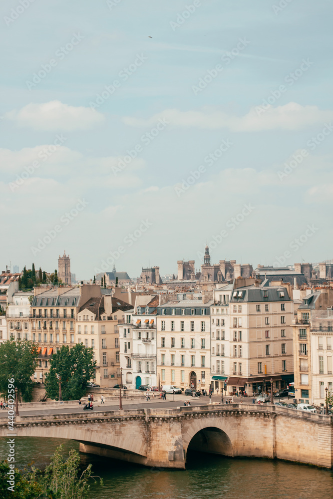 Paris, France. City, bridge and buildings view