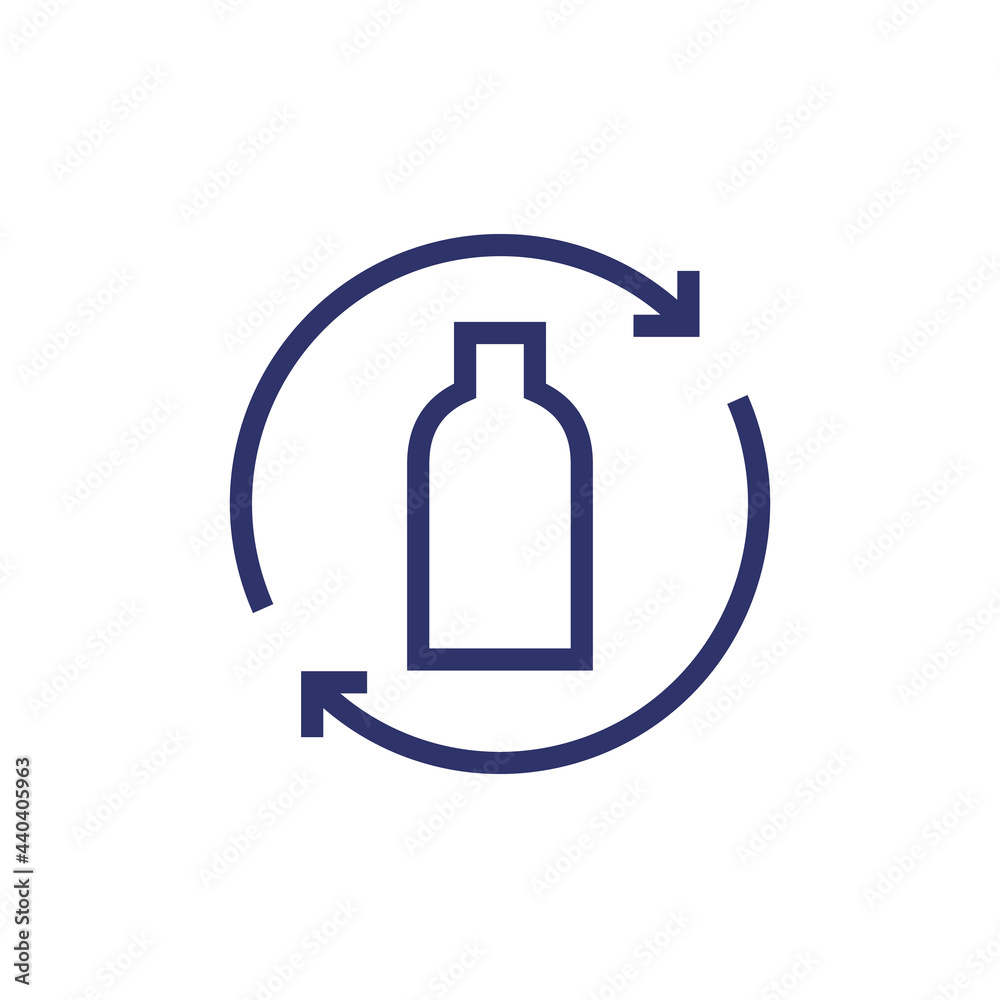 plastic bottle recycling icon, line vector plastic bottle recycling icon, line vector