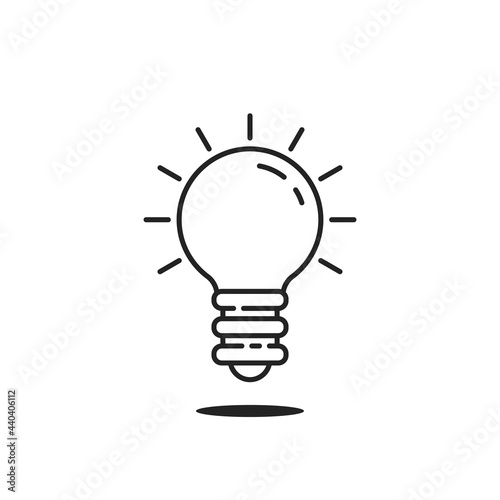 black thin line bulb like insight or intuition