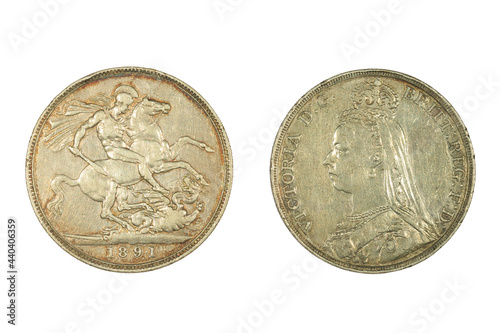 Принти на полотні An 1891 British crown (five shilling) coin