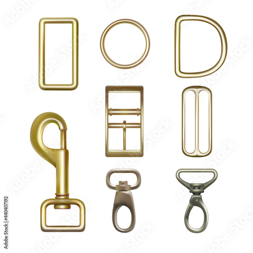 Various accessories for bags. 3d vector illustration
