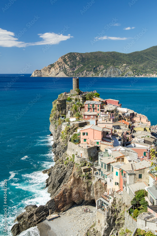 Corniglia is the oldest village in Cinque Terre, Liguria, Italy
