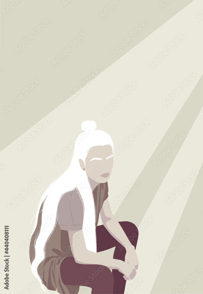 vector fashion illustration of a young girl with white hair, in a minimal style
vector fashion illustration of a young girl with white hair, in a minimal style