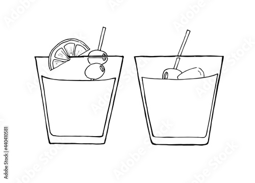 Photos Dibujo de dos vermuts en un vaso de cristal