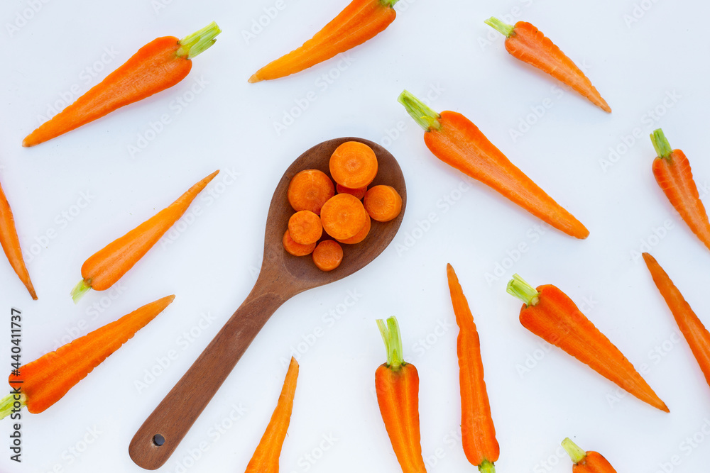 Fresh carrots on white background. Fresh carrots on white background.