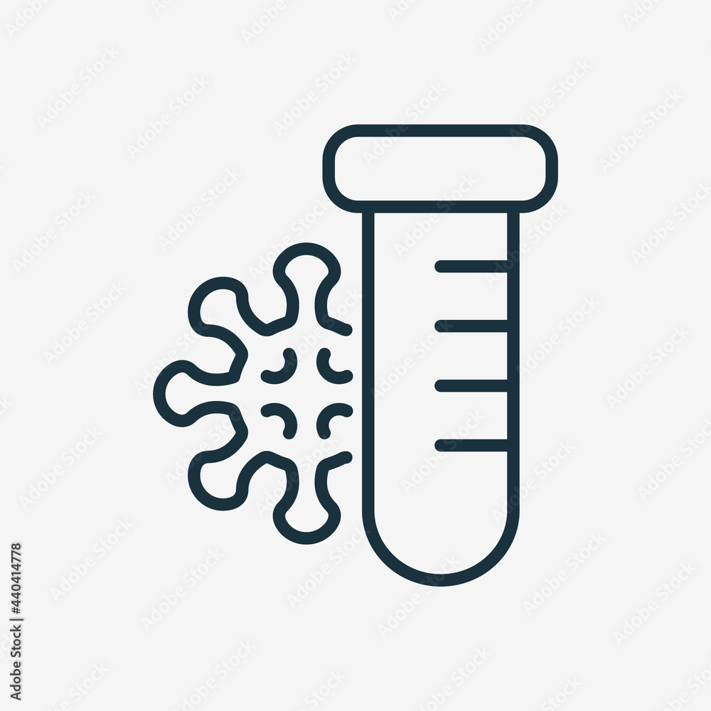 Covid Pcr Test Linear Icon. Blood Test Tube and Virus Bacteria. Medical Examination for Disease. Flu, Coronavirus Analysis for Laboratory. Editable stroke. Vector illustration Covid Pcr Test Linear Icon. Blood Test Tube and Virus Bacteria. Medical Examination for Disease. Flu, Coronavirus Analysis for Laboratory. Editable stroke. Vector illustration