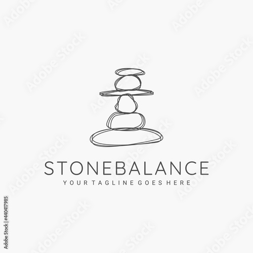 Stone line art minimalist logo vector illustration design. stone logo concept