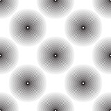 Screen printing seamless pattern. Radiant abstract halftone rings. Circular pattern. Pop art round striped print.