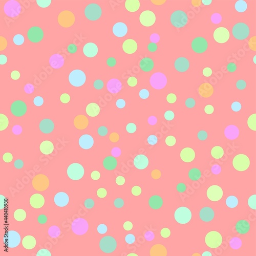 Pretty Polka Dot Repeating Vector Pattern In Pinks And Greens