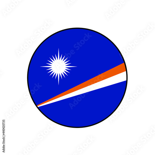 Flag of Republic of the Marshall Islands Vector Circle ​Icon Button for Oceania Concepts. photo