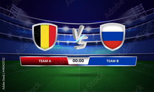 Euro cup Scoreboard broadcast Belgium vs Russia photo