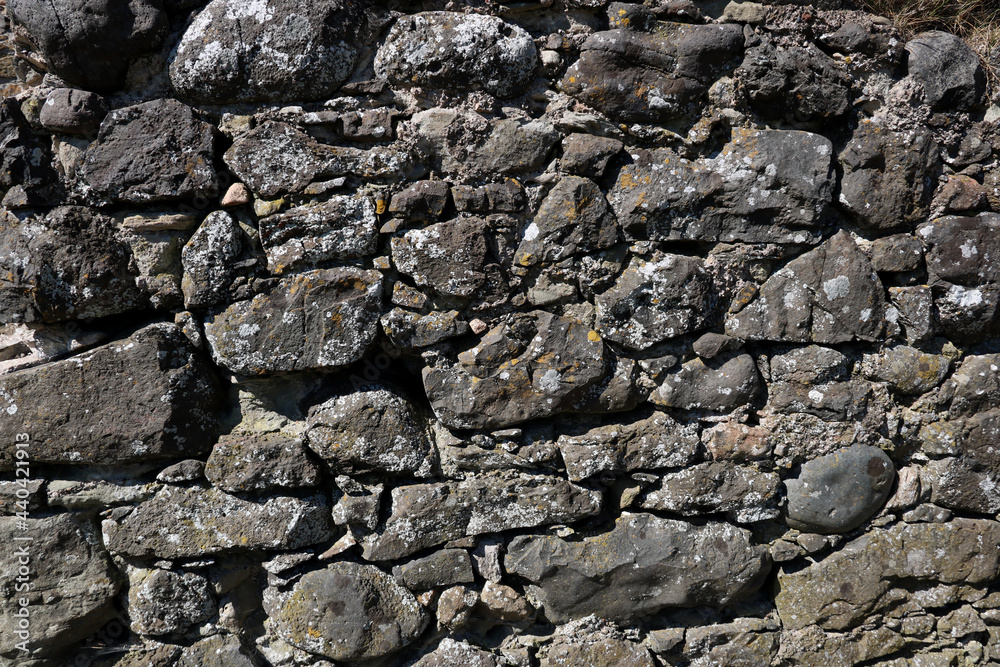 Ancient Stone Castle Wall Close Up View