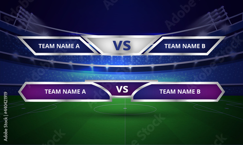 Team a vs Team b football scoreboard broadcast vector