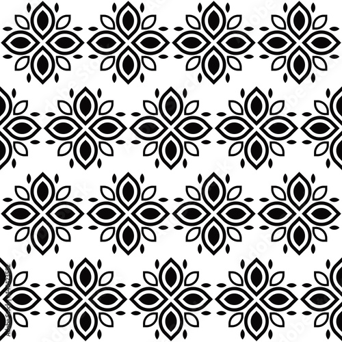 Black petals pattern. Vector simple petals wallpaper.