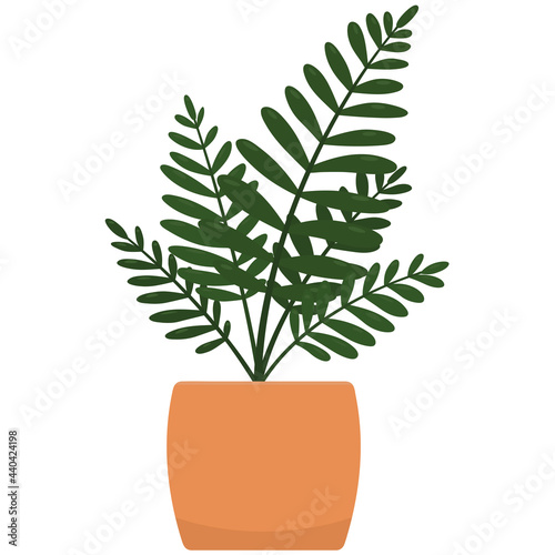 Cute cartoon home plant in clay pot. Vector illustration