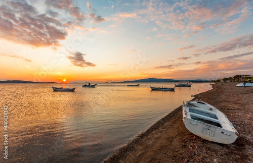 Sunset on Yeni Sakran Beach in Turkey photo