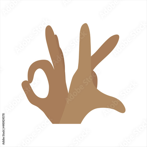 The ok symbol from the fingers. Show the sign of consent with your hands. A gesture of communication. Vector illustration.