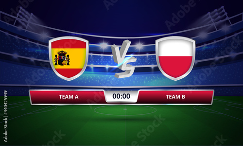 Euro cup Scoreboard broadcast Spain vd Poland