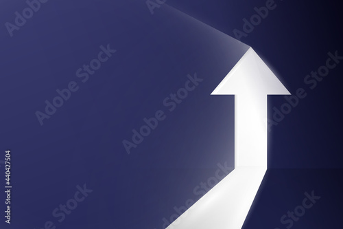 Business arrow growth up direction concept to success. Arrow shaped doorway. Vector illustration
