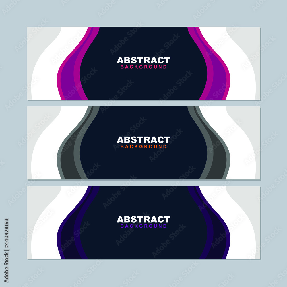 Fototapeta premium Illustration set vector of abstract background in grey, and violet color. Good to use for banner, social media template, poster and flyer template, etc.
