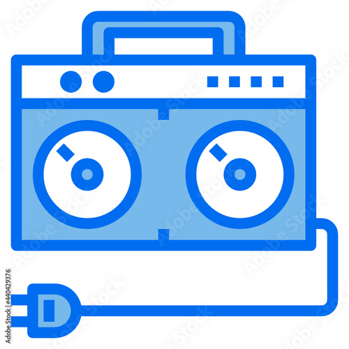 tape player blue line icon