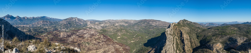 sunny day and scenic mountain panorama in spain