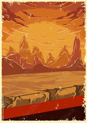 Desert landscape colorful poster