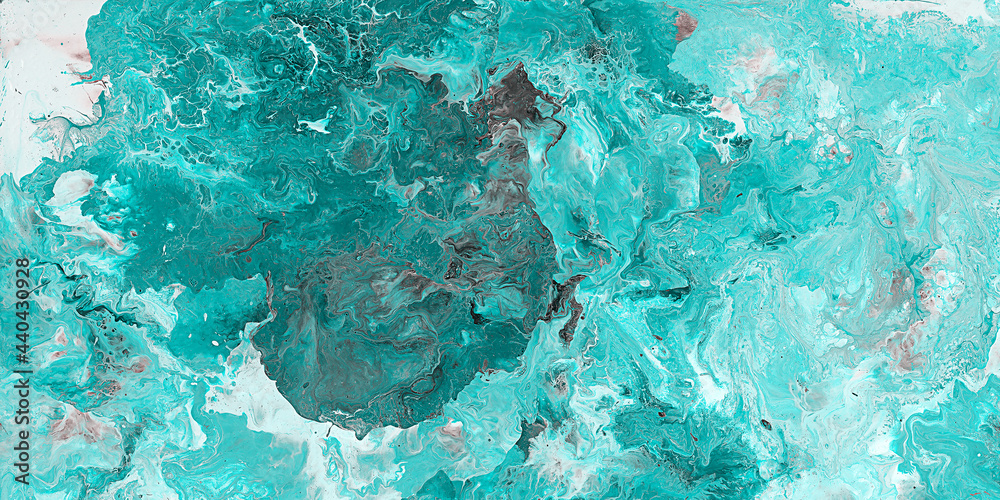 Aqua liquid marble texture surface design, Modern Acrylic pour abstract marble background, Glitter painting watercolor artwork, Monocolor alcohol ink marbling with paint wavy flow monochrome.