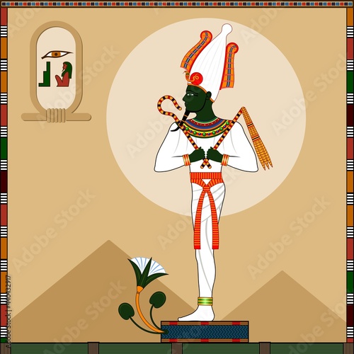 The ancient Egyptian god of life, vegetation, afterlife Osiris. Vector illustration. photo