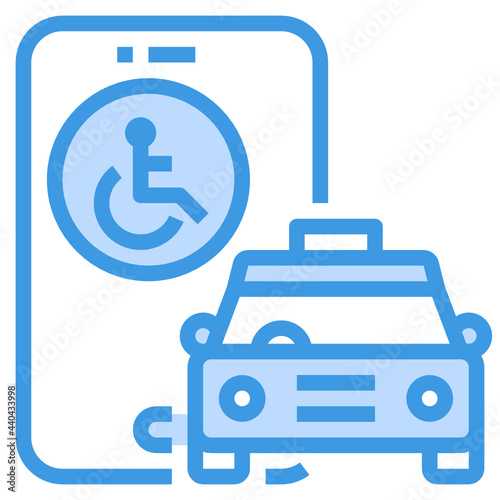 Taxi blue outline icon