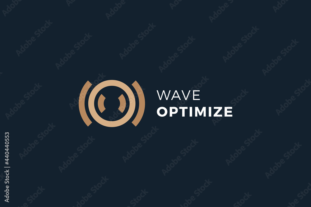 Letter O brown color wave optimization server logo   