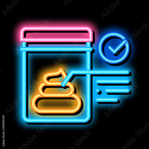 feces in vitro test neon light sign vector. Glowing bright icon feces in vitro test sign. transparent symbol illustration