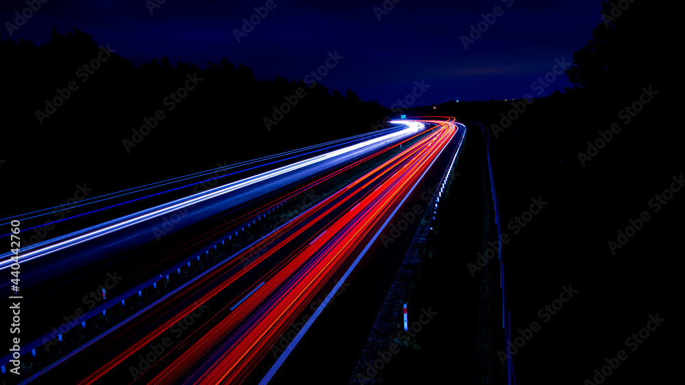 Night road lights. Lights of moving cars at night. long exposure Night road lights. Lights of moving cars at night. long exposure