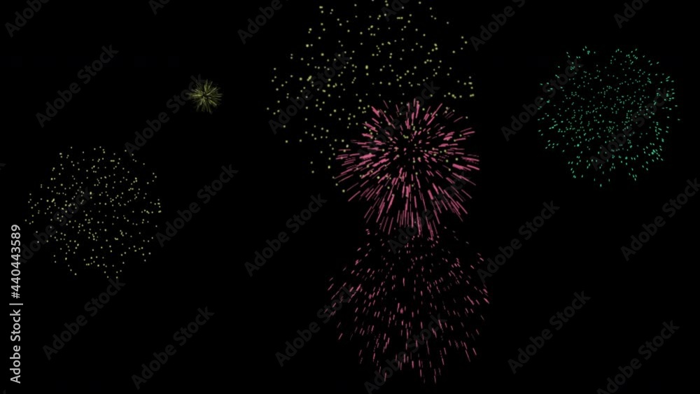 Lots of colorful fireworks on black background