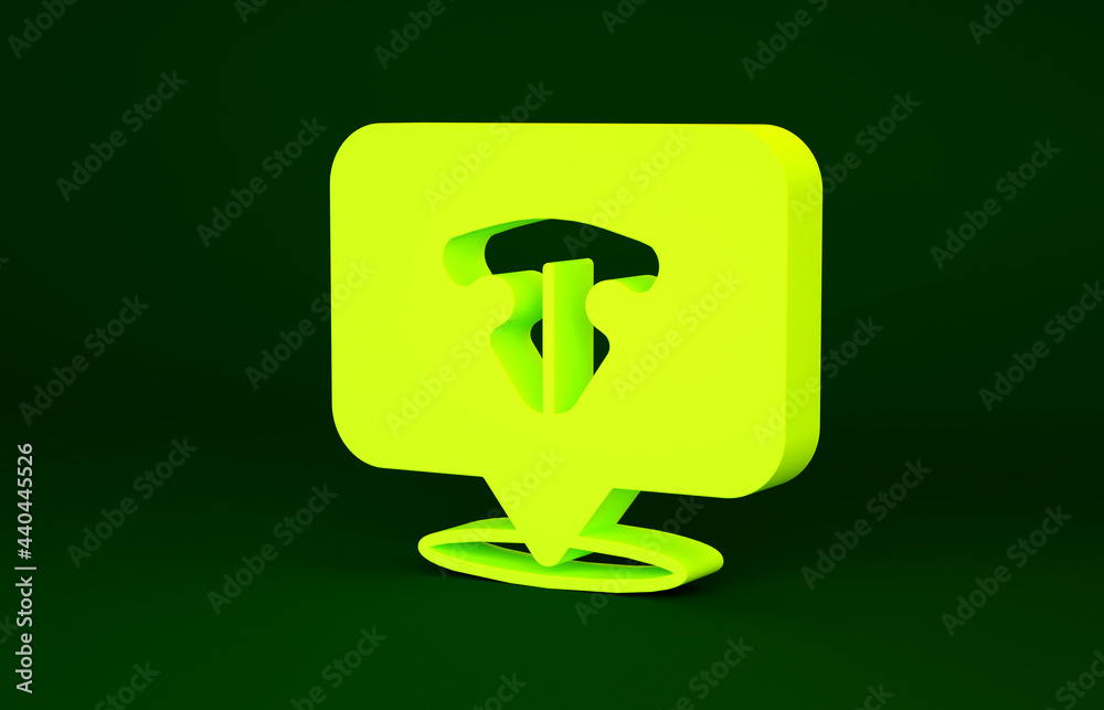 Yellow Cat nose icon isolated on green background. Minimalism concept. 3d illustration 3D render Yellow Cat nose icon isolated on green background. Minimalism concept. 3d illustration 3D render