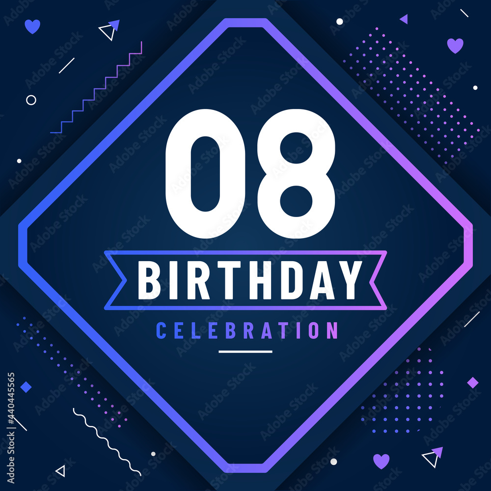 8 years birthday greetings card, 8 birthday celebration background free