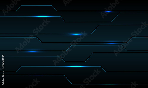 Abstract blue metallic black line circuit cyber with light power design modern futuristic technology background vector illustration.
