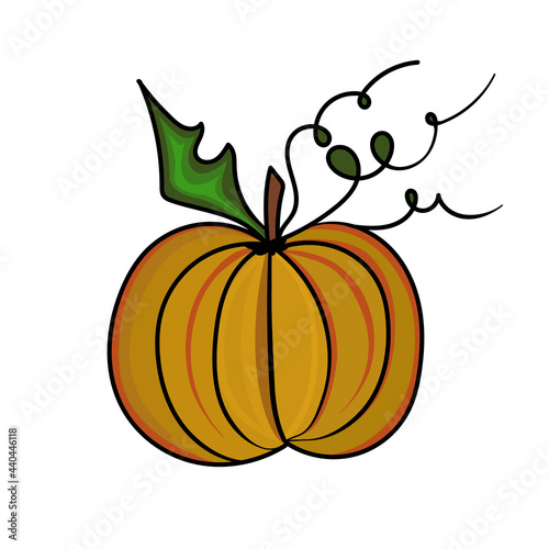 Hand drawn colorful vector pumpkin