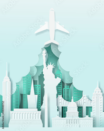 Vector digital craft of USA landmark, travel and tourism concept.
